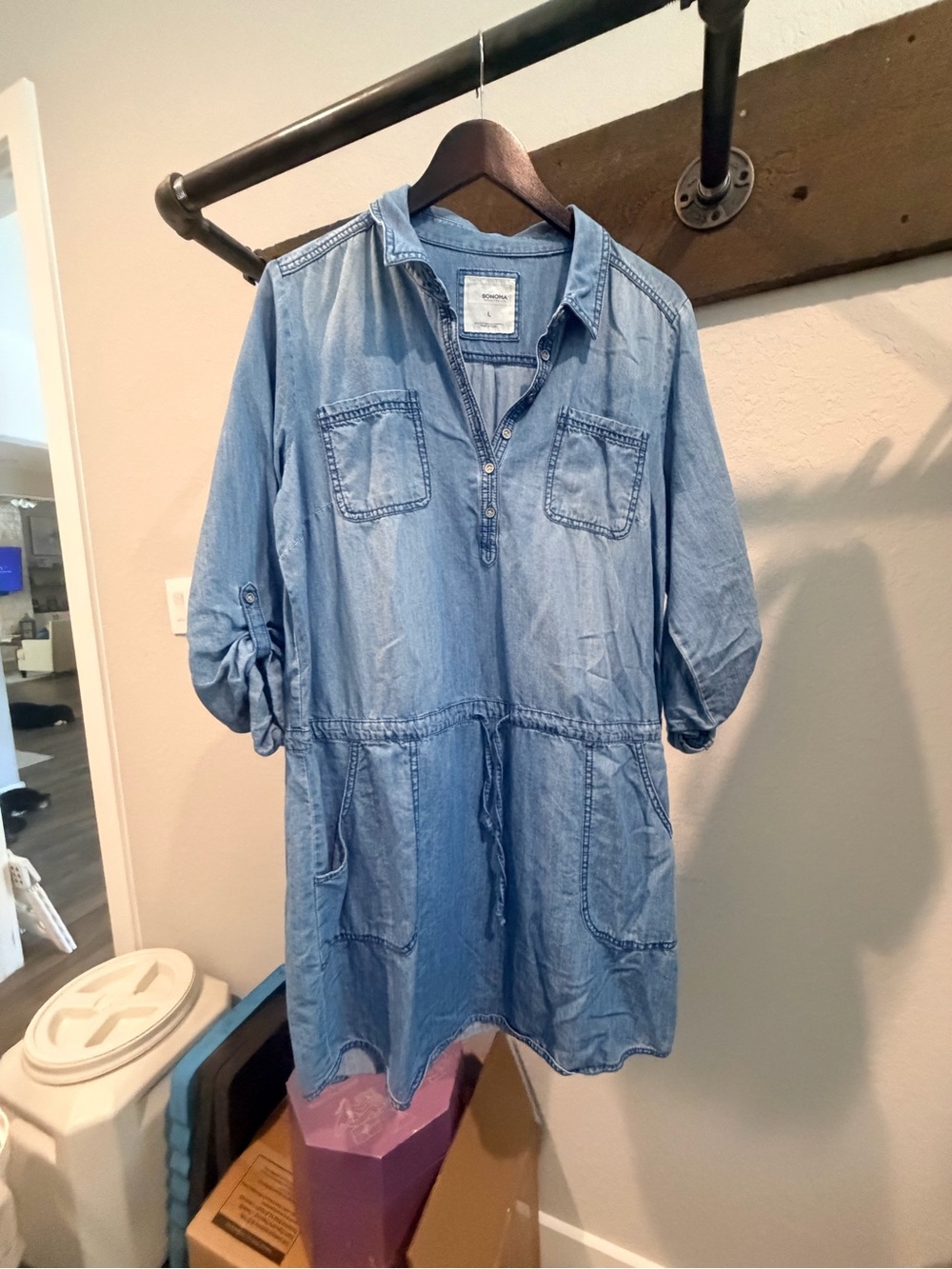 Sonoma Light Blue Denim Shirt Dress Jacket